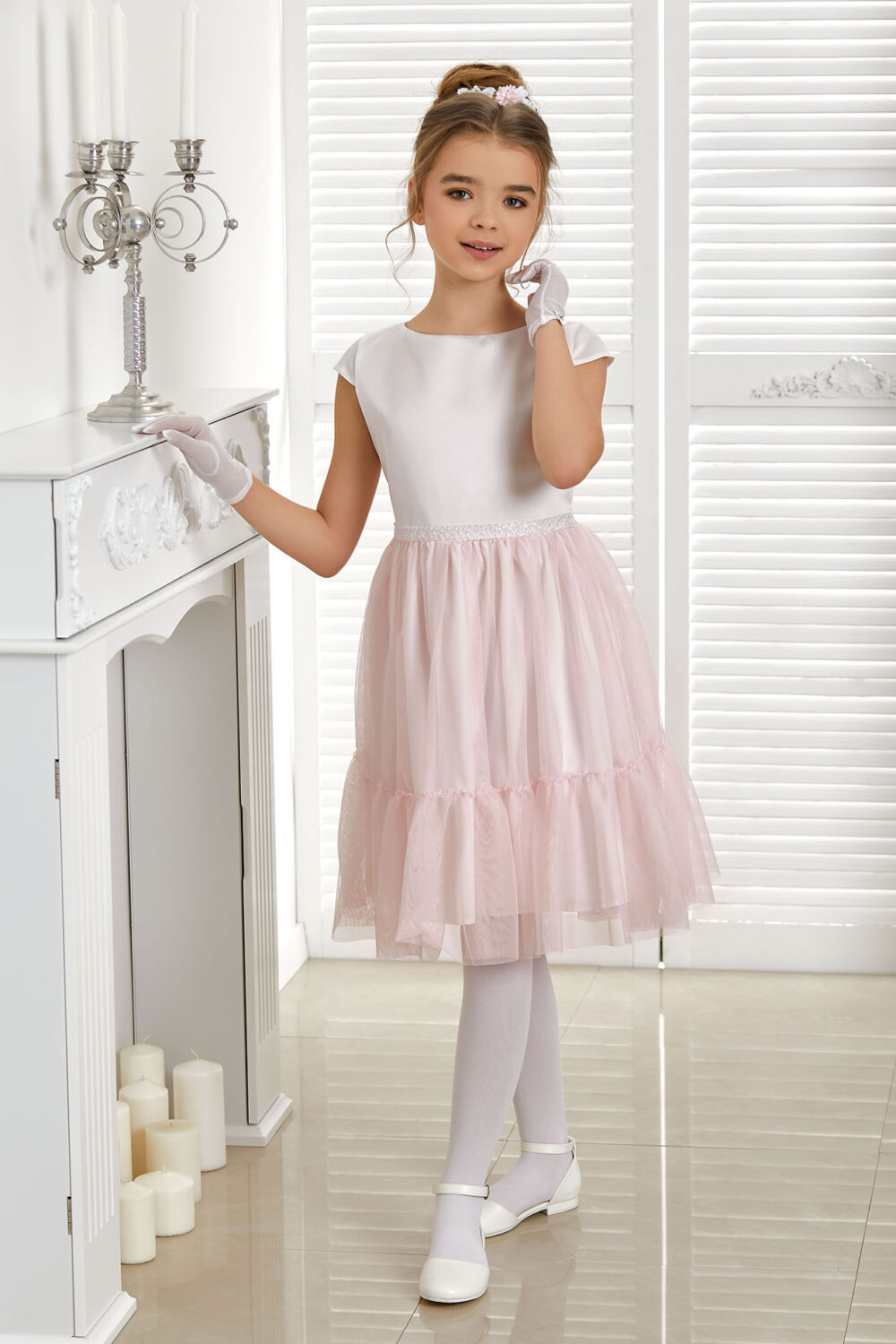 Dívčí šaty Audrey růžovo bílé