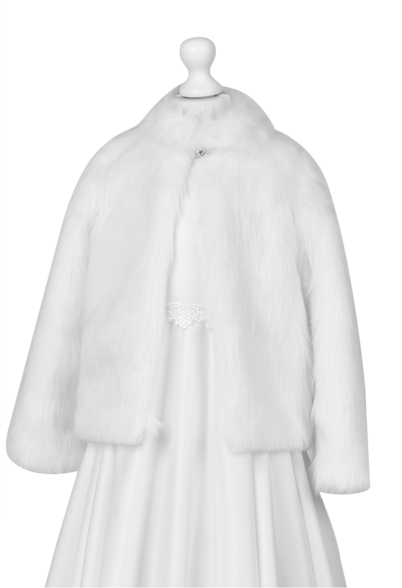 Dívčí luxusní kabátek/bolerko bílá kožešinka delší vlas