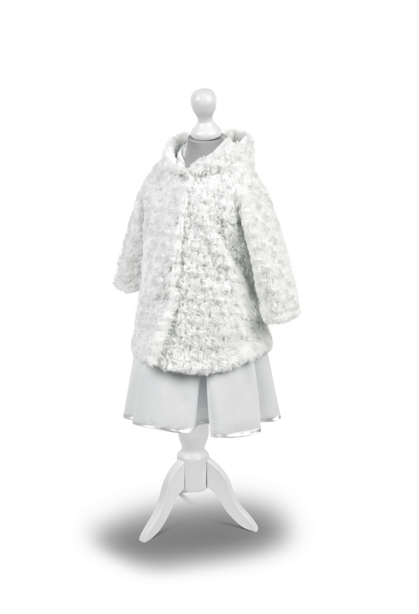 Dívčí luxusní kabátek bílá kožešinka s kapucí MK11