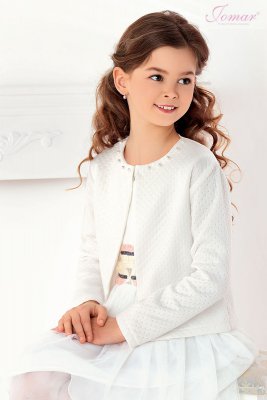 Dívčí bolerko bílé s perlama Jomar 800