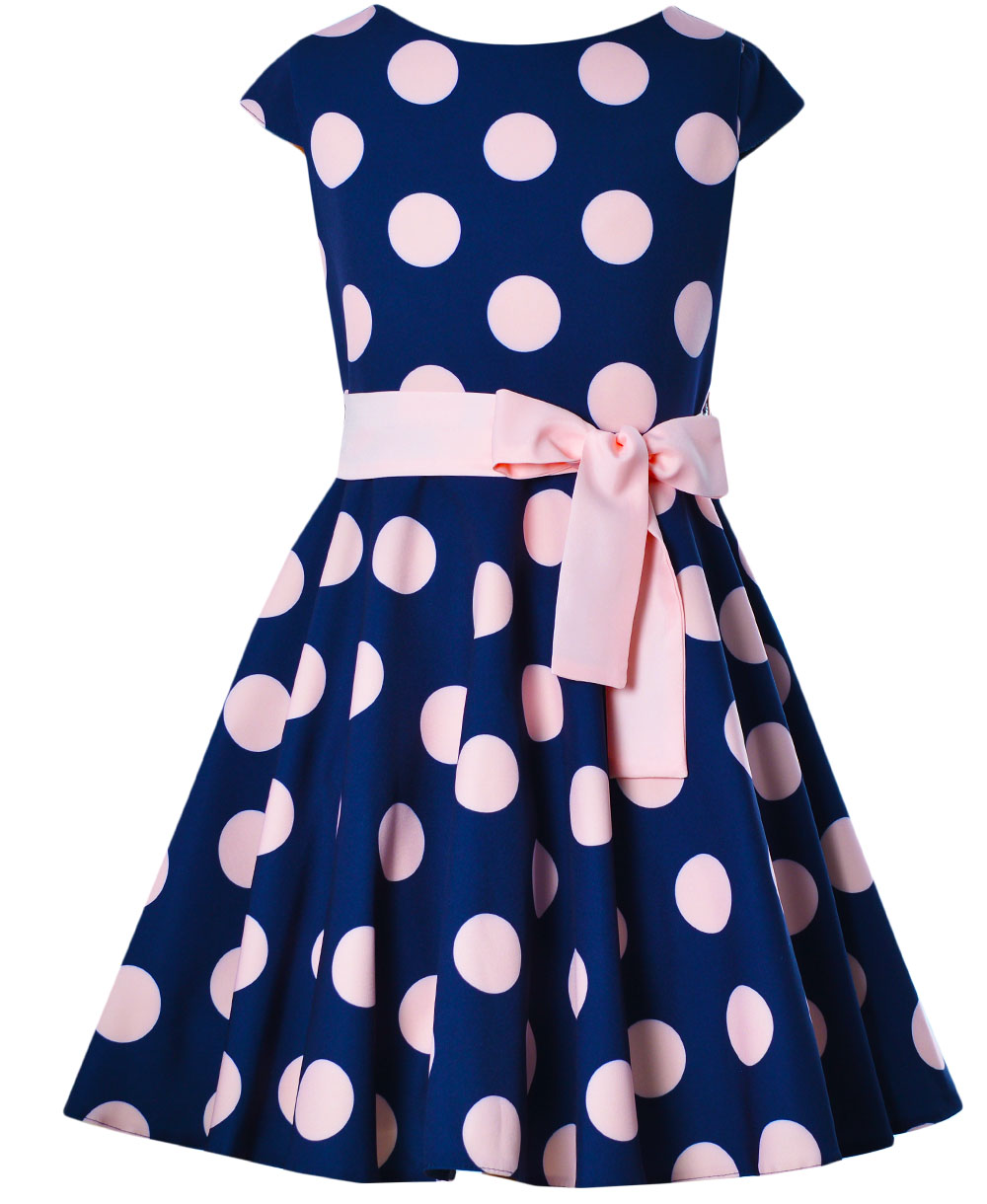 Dívčí šaty Lucyna modro růžové velké puntíky  Emma