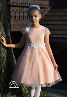 Dívčí luxusní šaty Klára meruňkové s tylem MK18