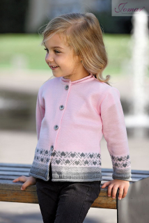 Dívčí svetr růžový s šedým Jomar 740