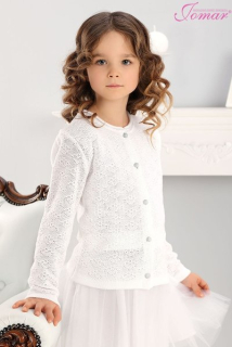 Dívčí svetr propínací bílý se vzorkem Jomar 719